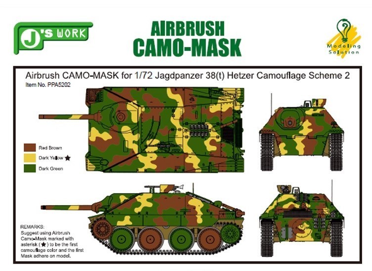 PPA5202 Airbrush CAMO-MASK for Jagdpanzer 38t Hetzer