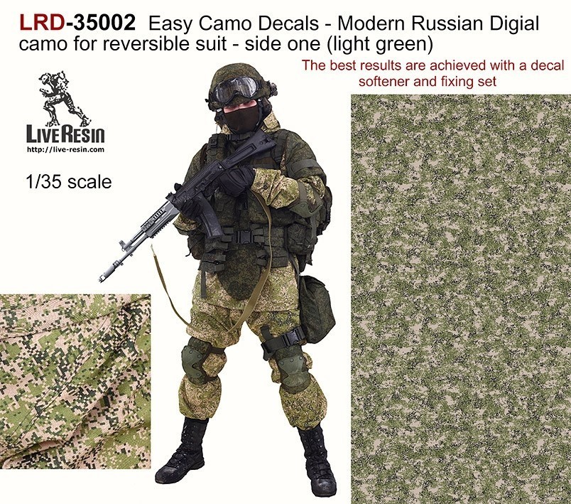 LRD35002 Easy Camo Decals - Modern Russian Digial camo for reversible suit - side one (light green)