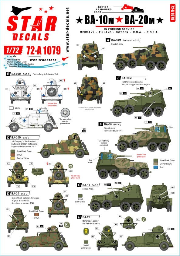 72-A1079 BA-10M and BA-20M. Soviet Armored Cars in Foreign Service. Germany, Sweden, Finland, ROA, RONA.