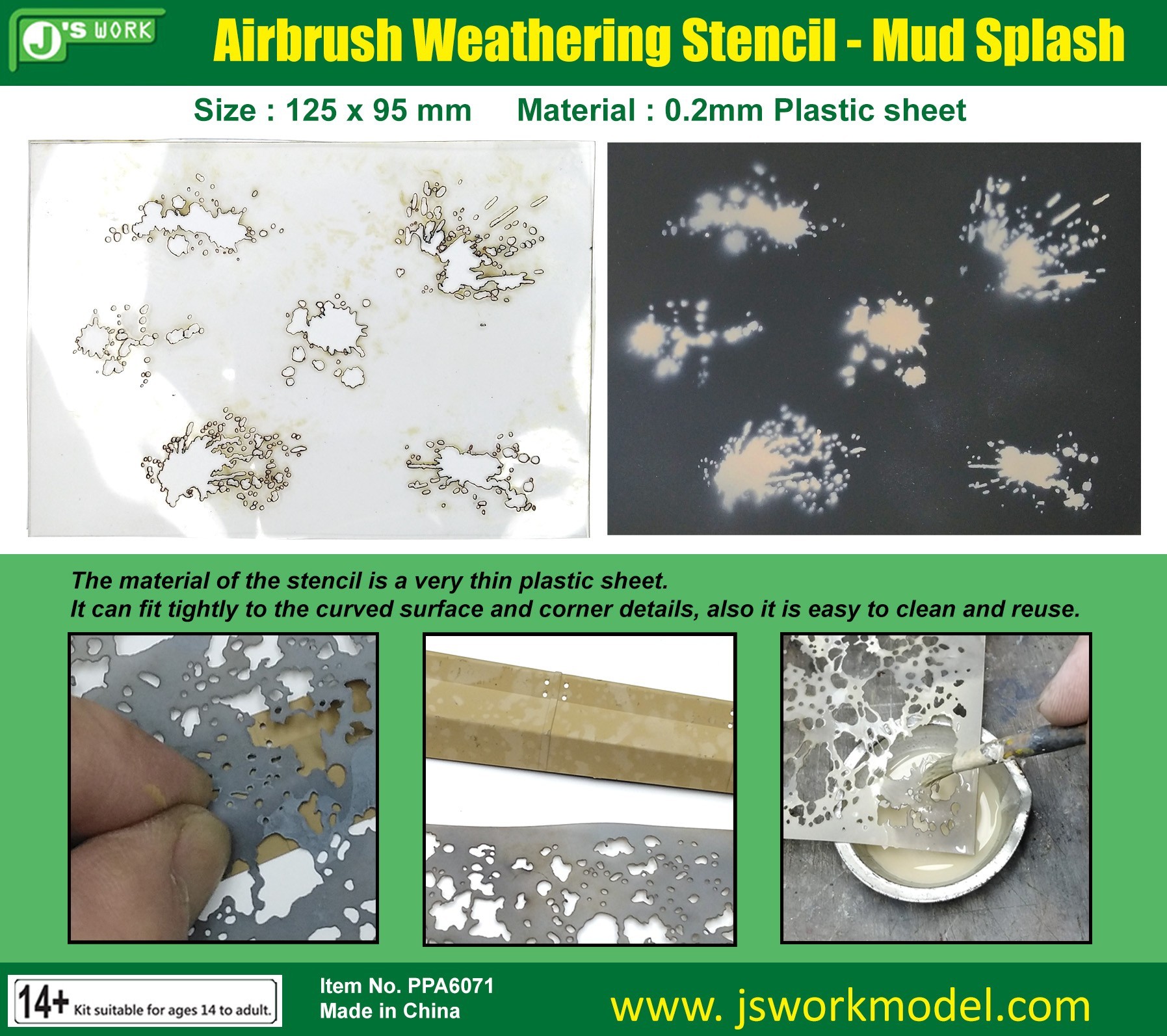 PPA6071 Airbrush Weathering Stencil - Mud Splash