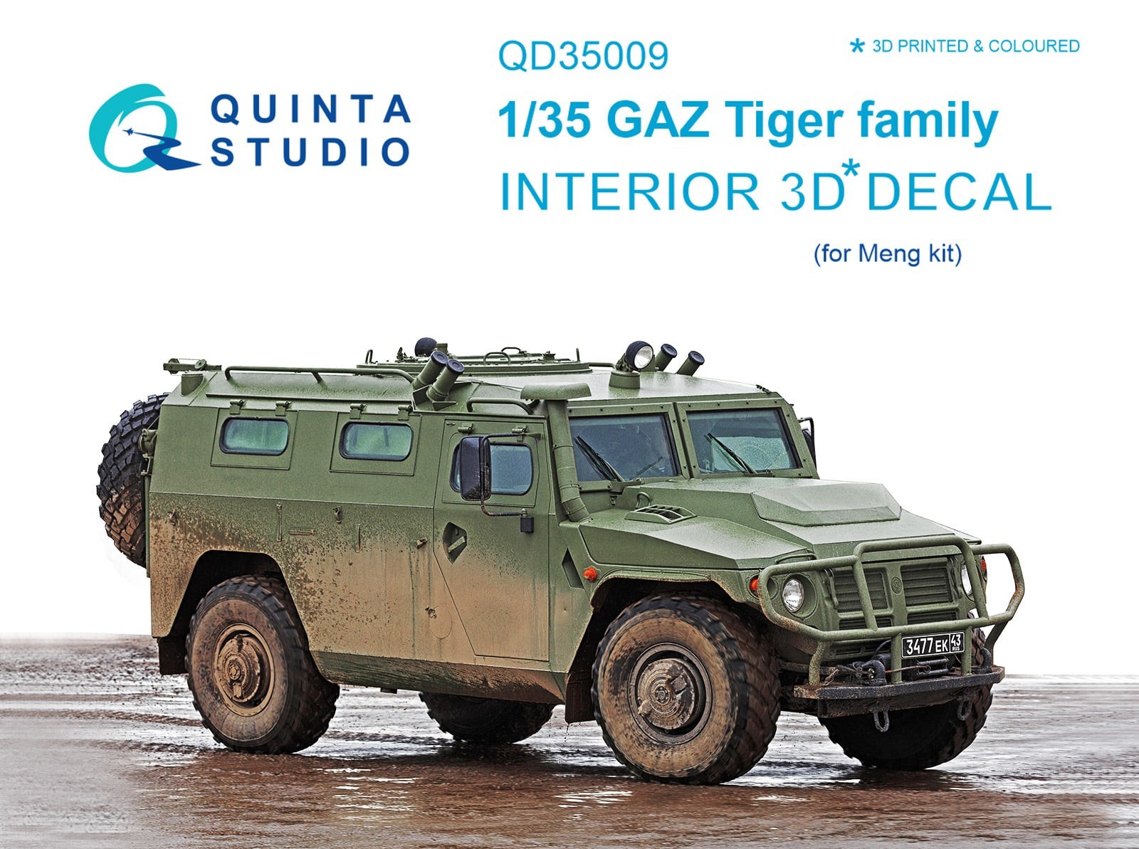 QD35009 GAZ Tiger family 3D-Printed & coloured Interior on decal paper (for Meng kits)