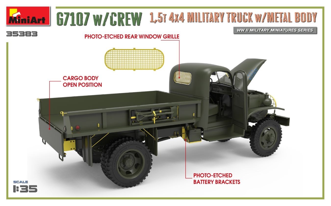 MiniArt G7107 w/Crew 1,5t 4X4 Cargo Truck w/Metal Body | Armorama™