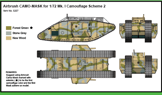 Airbrush CAMO-MASK for 1/35 Chieftain Mk.11 Scheme 2, J's Work PPA5157