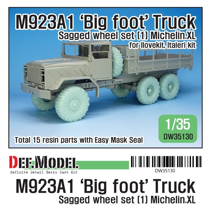DW35130 M923A1 'BIG FOOT' Truck Michelin XL Sagged Wheel set