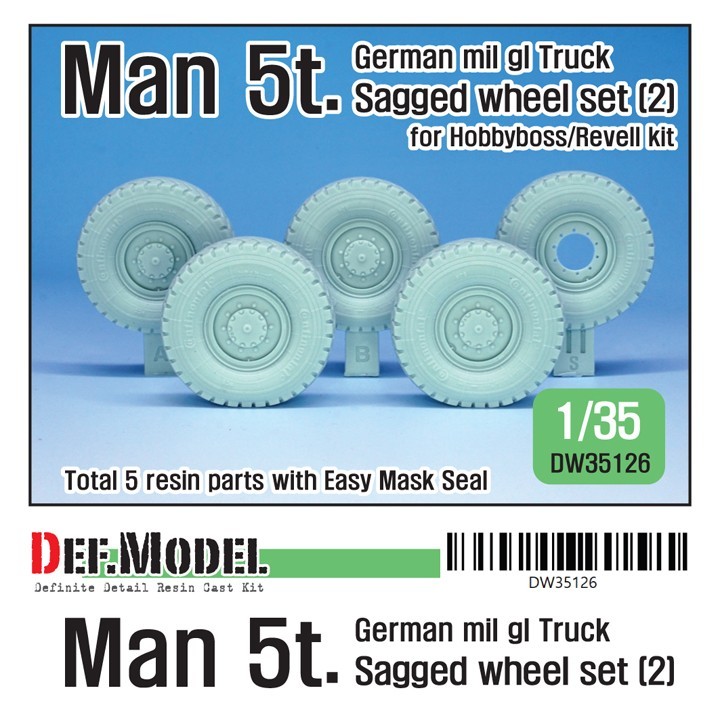 DW35126 German Man 5t. Mil gl Truck Sagged Wheel set (2)