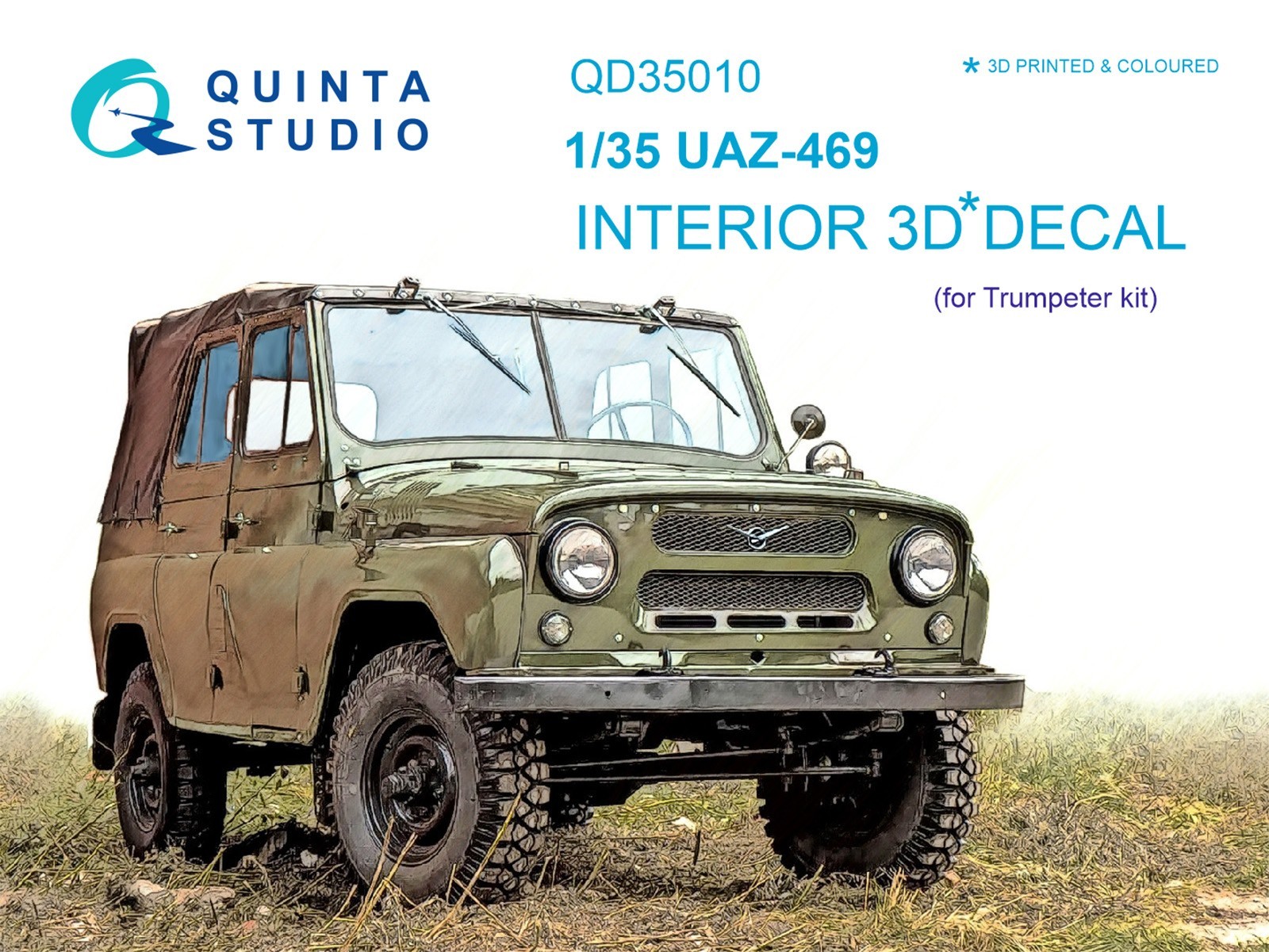 QD35010 UAZ 469 3D-Printed & coloured Interior on decal paper (for Trumpeter kit)