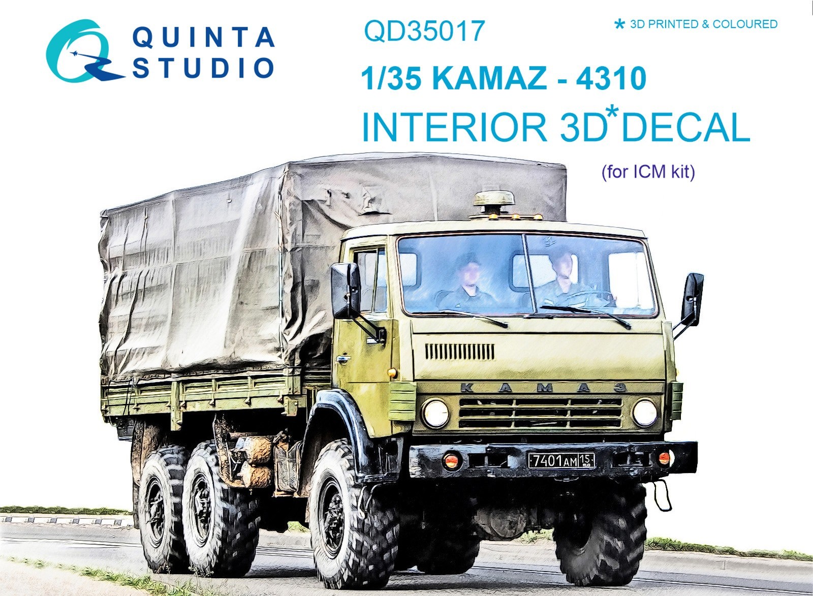 QD35017 KAMAZ 4310 3D-Printed & coloured Interior on decal paper (for ICM kit)