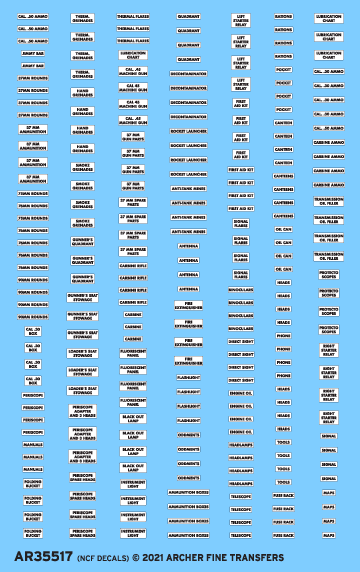 Interior information placards for U.S. armored vehicles