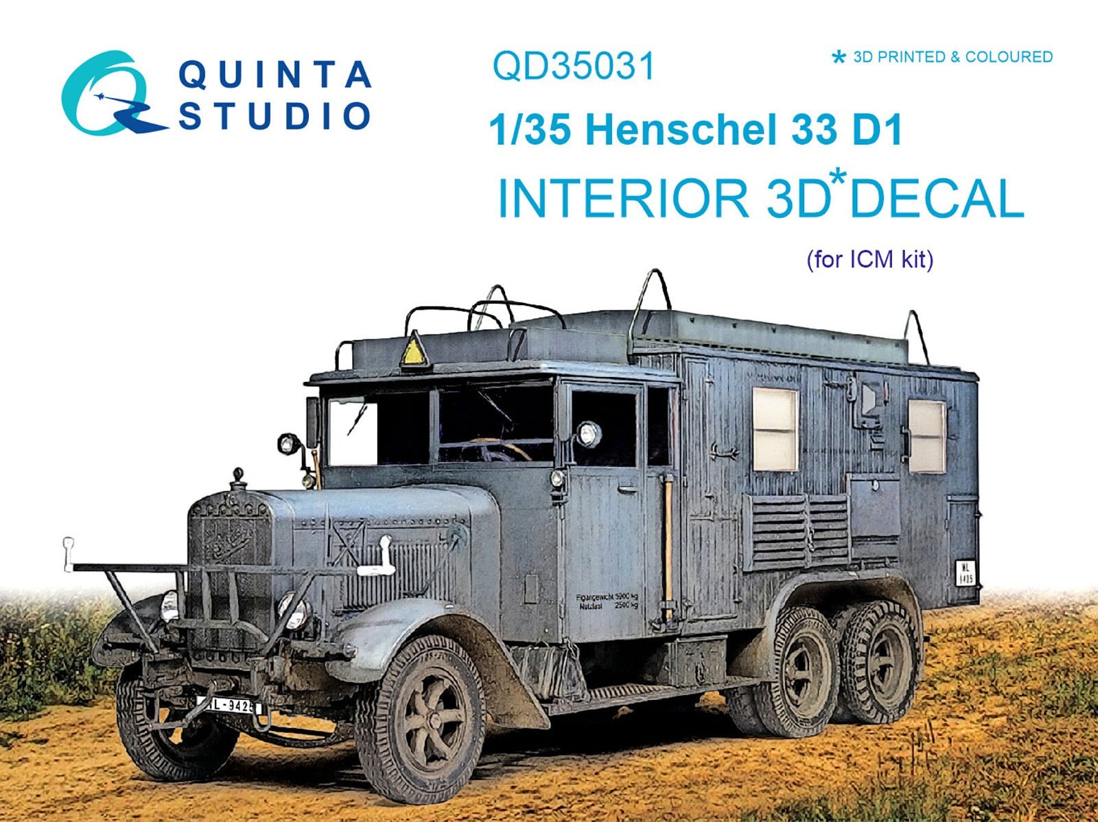 QD35031 Henschel 33 D1 3D-Printed & coloured Interior on decal paper (for ICM kit)