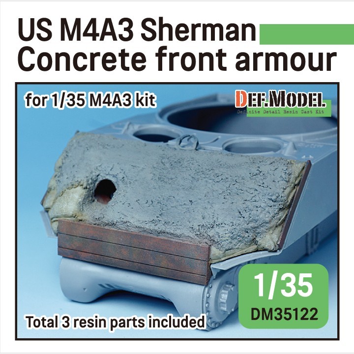 DM35122 WWII US M4A3 Sherman Concrete Front Armour for 1/35 M4A3 Kit