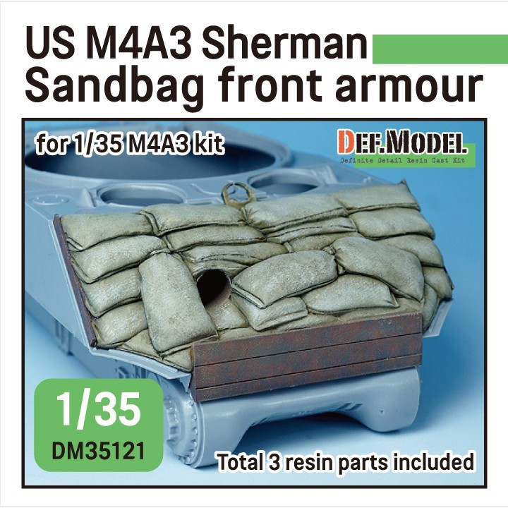 DM35121 WWII US M4A3 Sherman Sandbag Front Armour for 1/35 M4A3 Kit