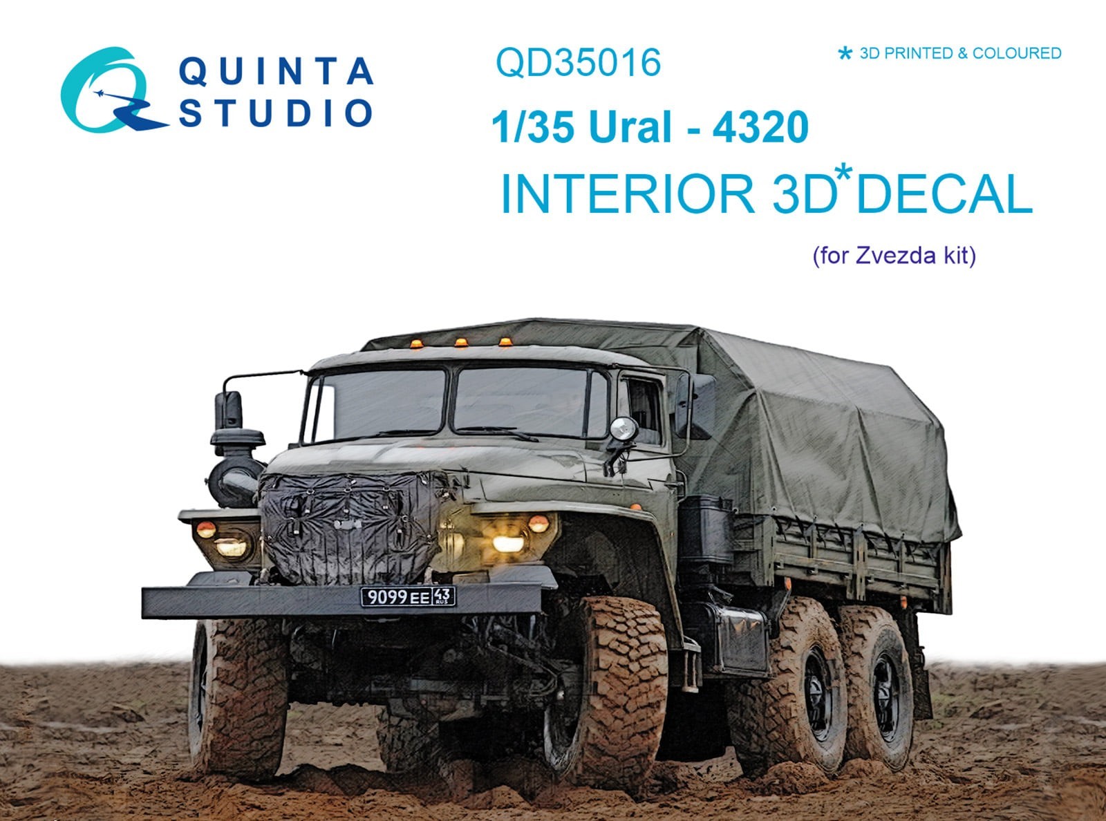 QD35016 Ural-4320 3D-Printed & coloured Interior on decal paper (for Zvezda kit)