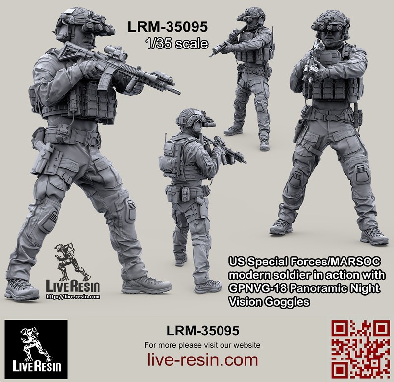 LRM 35095 US Special Forces/MARSOC modern soldier in action with GPNVG-18 Panoramic Night Vision Goggles, figure 6