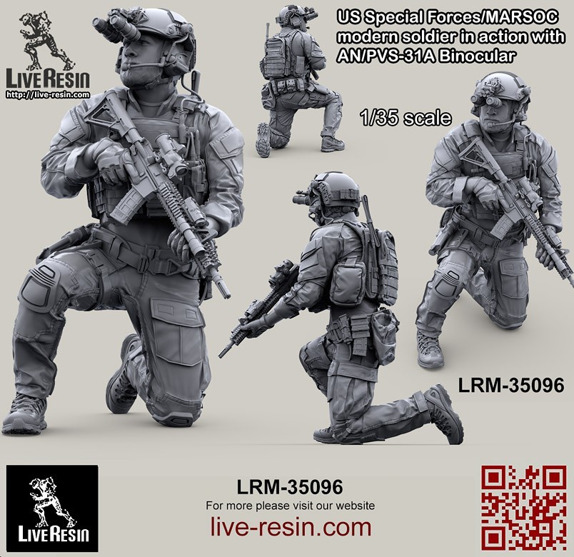 LRM 35096 US Special Forces/MARSOC modern soldier in action with AN/PVS-31A Binocular, figure 1