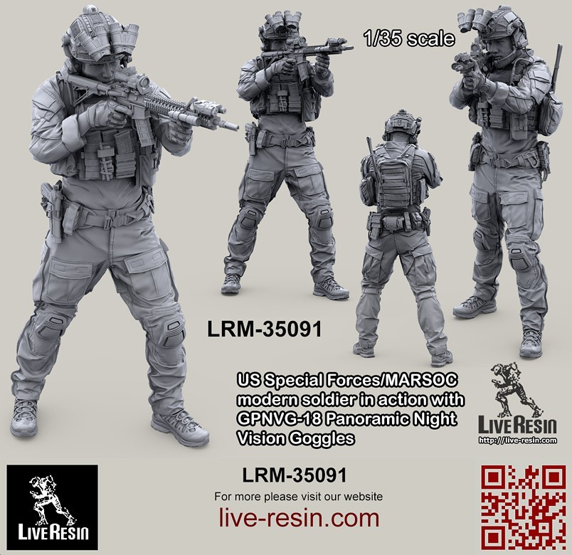 Live Resin 1/35 LRE-35329 Heads Set Modern US Army Special Forces/MARSOC 