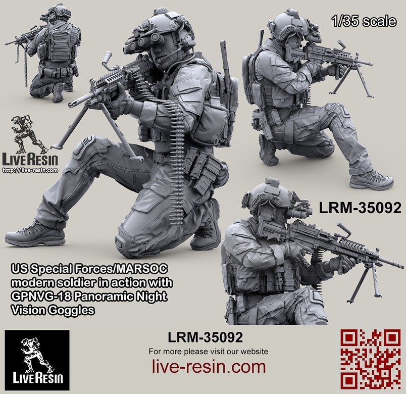 LRM 35092 US Special Forces/MARSOC modern soldier in action with GPNVG-18 Panoramic Night Vision Goggles, figure 3