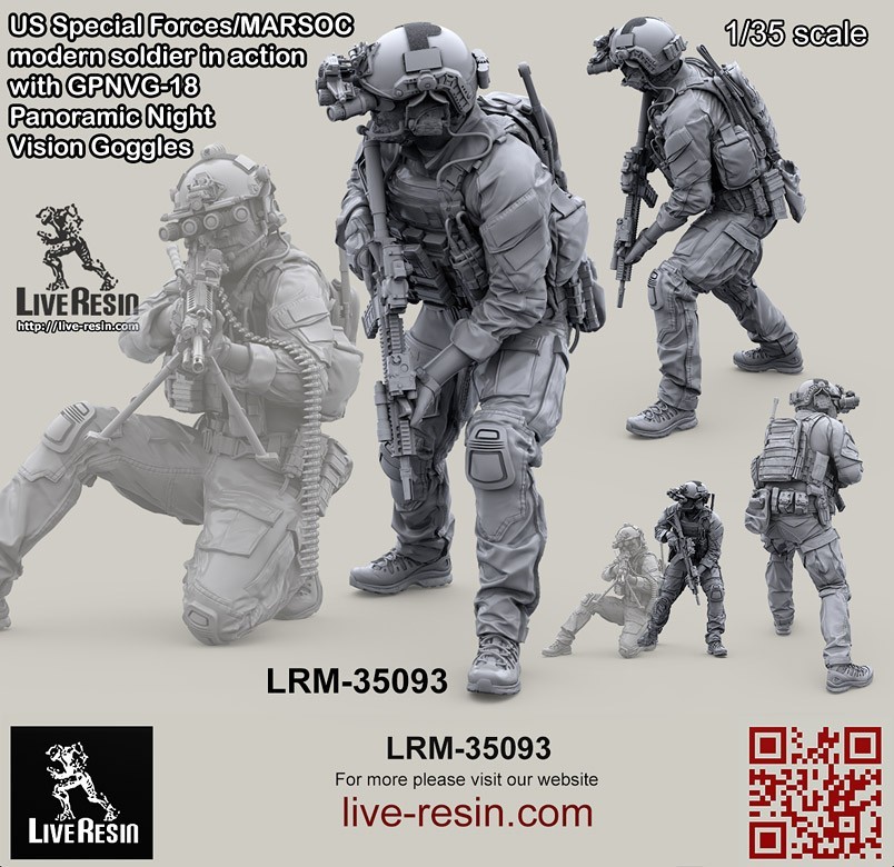 LRM 35093 US Special Forces/MARSOC modern soldier in action with GPNVG-18 Panoramic Night Vision Goggles, figure 4