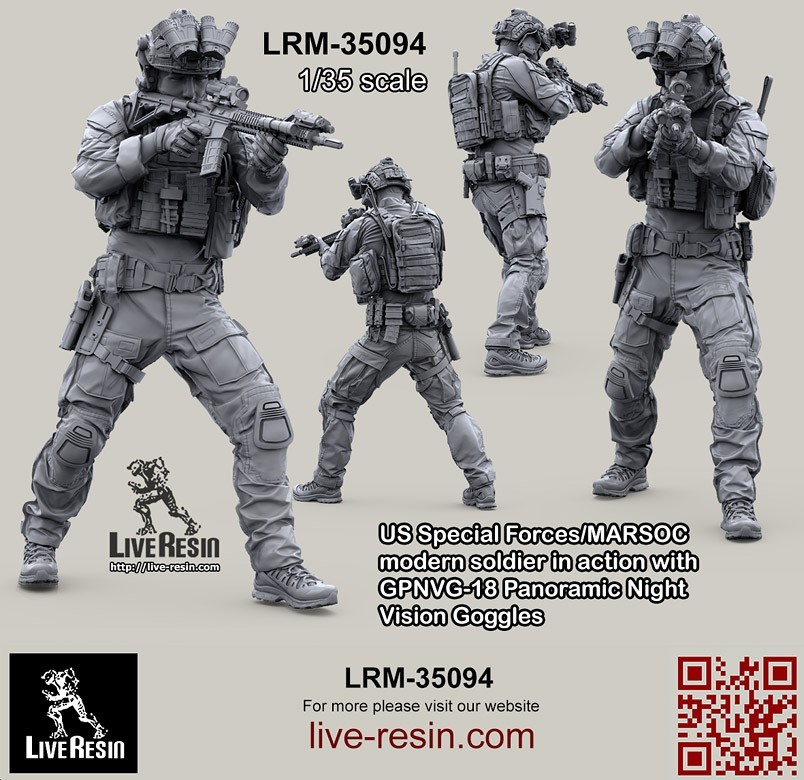 LRM 35094 US Special Forces/MARSOC modern soldier in action with GPNVG-18 Panoramic Night Vision Goggles, figure 5