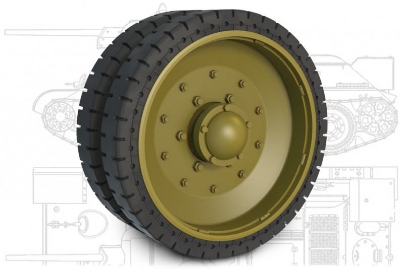 35211 T-3476 Road Wheels Set Perforated with Ribs (1941-44)