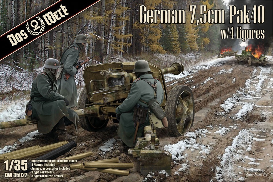 DW35027  German 7,5cm Pak40 with 4 Figures