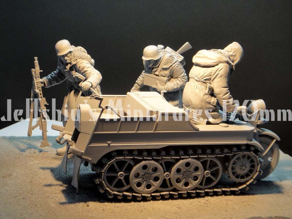 WWII German Sd.Kfz.2 Kettenkraftrad riders, Division ‘Totenkopf’, Kharkov 1943