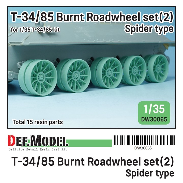 DW30065 T-34/85 Burnt Roadwheel set (2) - Spider type