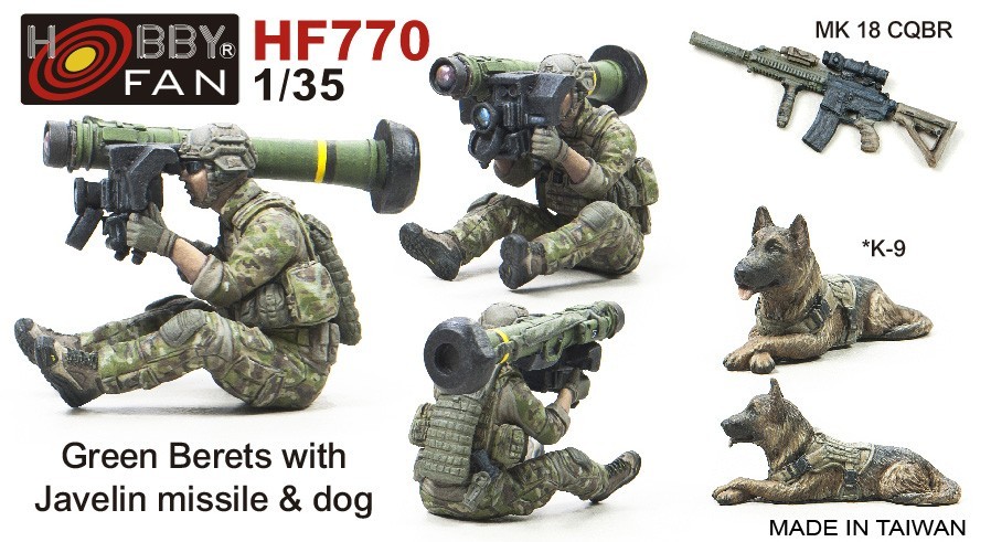 HF770 1/35 Green Berets with Javelin missile & dog