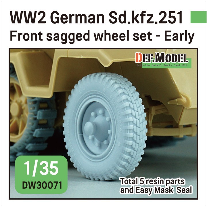 German Sd.kfz.251 Half-Track Front Sagged Wheel Set