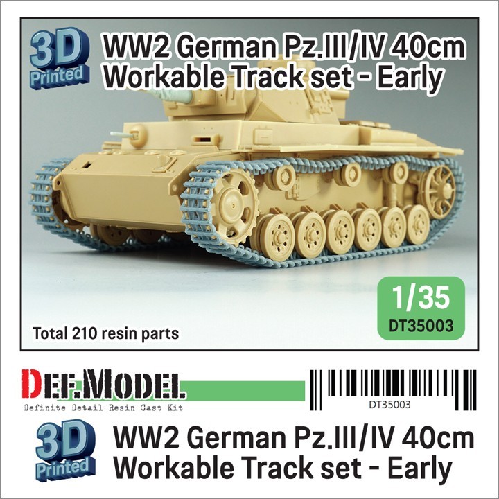 DT35003 WW2 Pz.III/IV 40cm Workable Track set - Early type (for 1/35 Pz.III/IV kit)