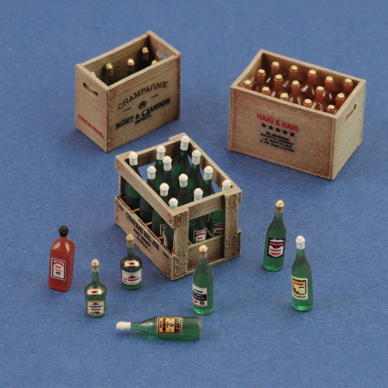 801 Champagne, cognac e wine bottles with crates (1/35 scale)