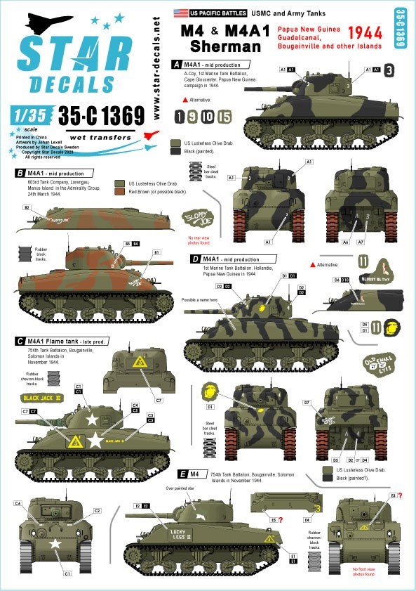 35-C1369 US PACIFIC WARS - 1944 M4 and M4A1 (Mid) Sherman