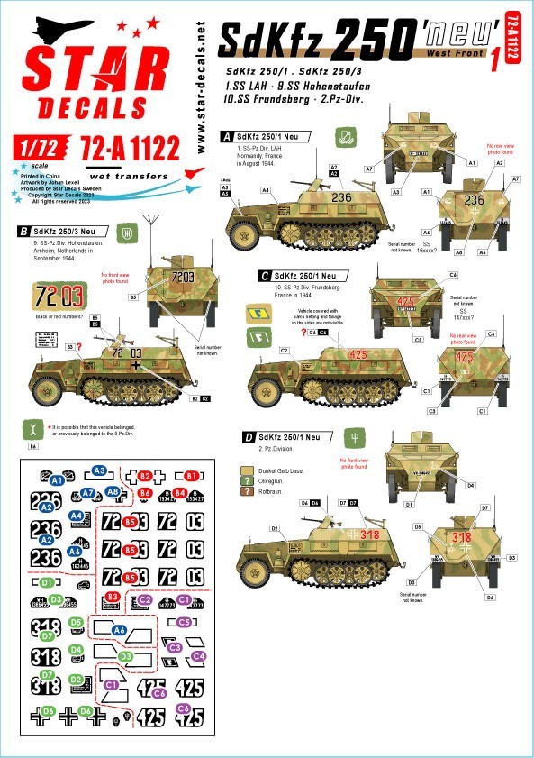 72-A1122 SdKfz 250 'neu' # 1.  SdKfz 250/1 and SdKfz 250/3 on the West Front.