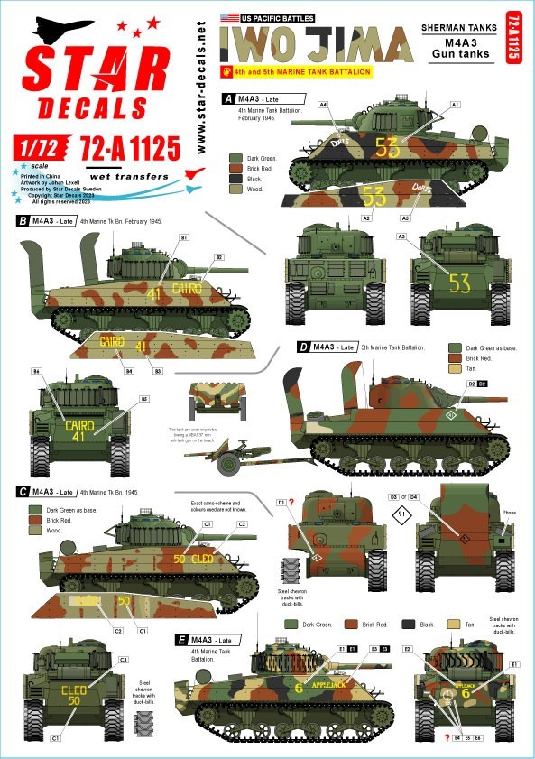 72-A1125 US PACIFIC WARS - IWO JIMA USMC Sherman tanks.