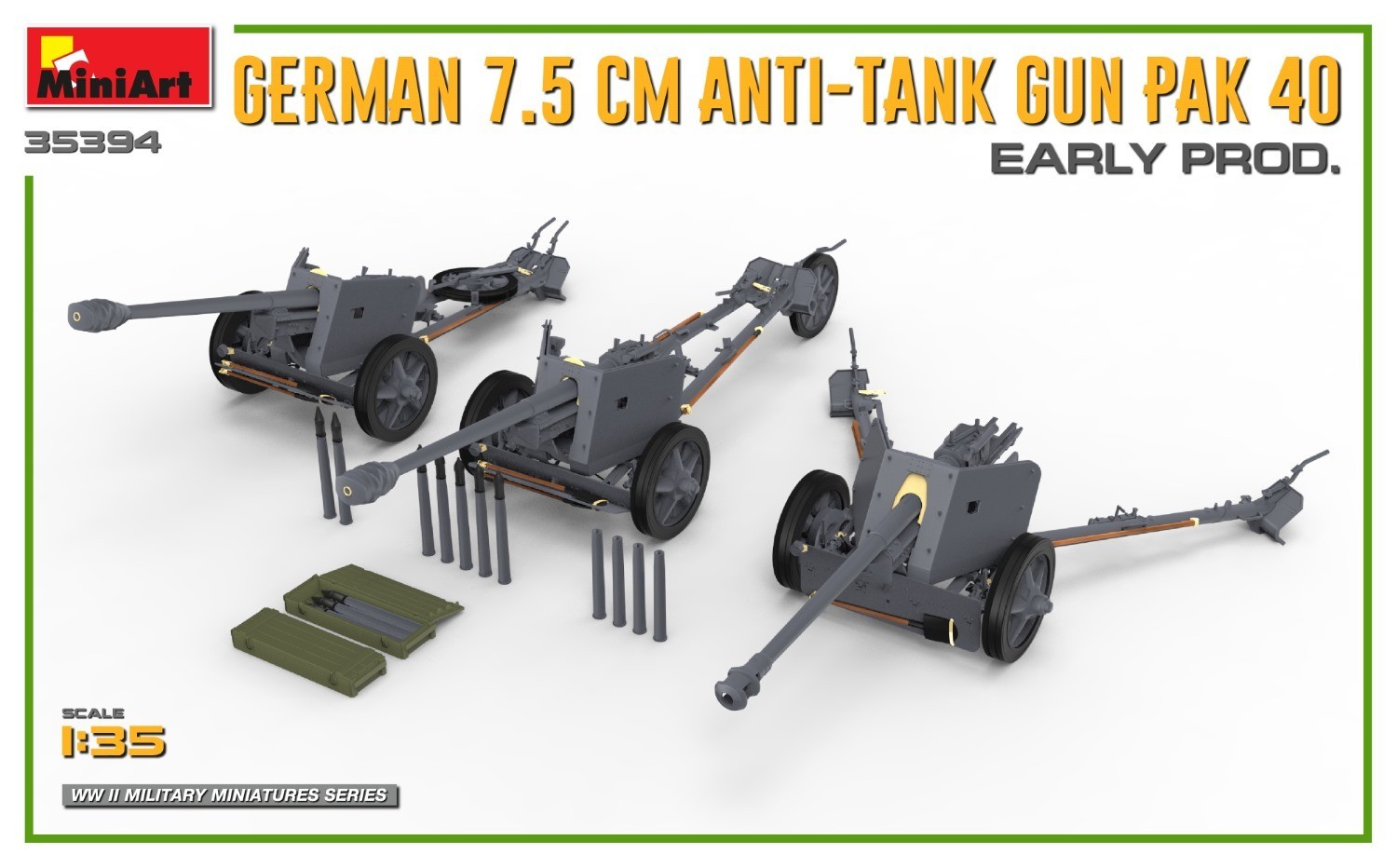 MiniArt German 7.5cm Anti-Tank Gun Pak 40. Early Prod