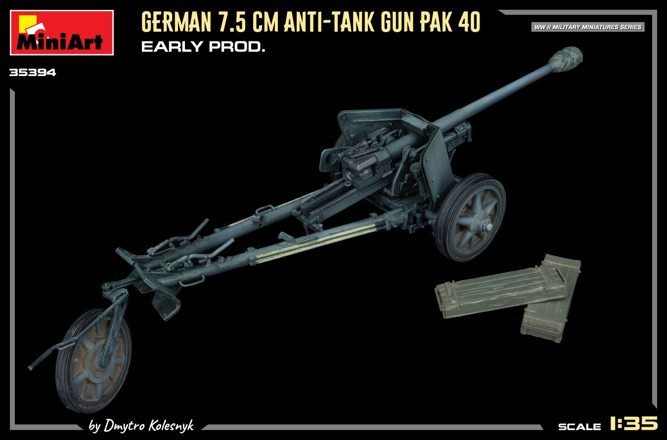 MiniArt German 7.5cm Anti-Tank Gun Pak 40. Early Prod
