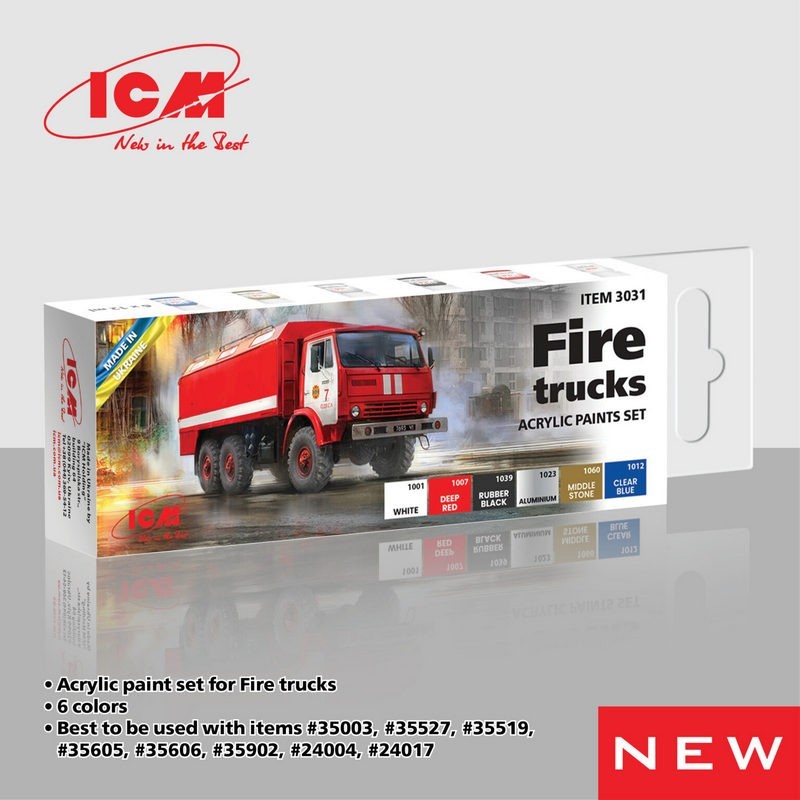 ✔ Acrylic paint set for Fire trucks