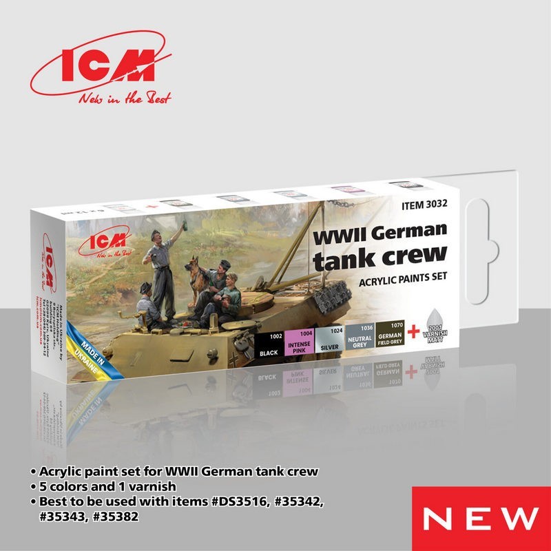 ✔ Acrylic paint set for WWII German tank crew