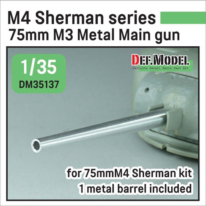 DM35137 M4 Sherman 75mm M3 Main gun Metal barrel