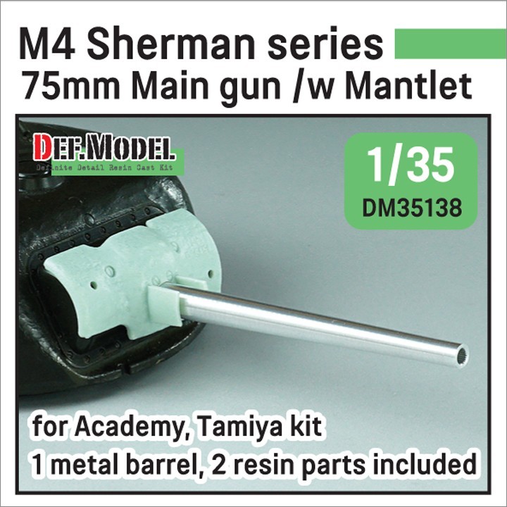 DM35138 M4 Sherman 75mm M3 Main gun Metal barrel /w late Mantlet set