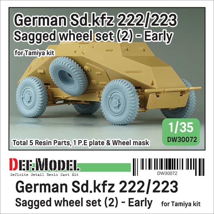 DW30072 WW2 German Sd.kfz 222/223 Sagged wheel set (2) - Early
