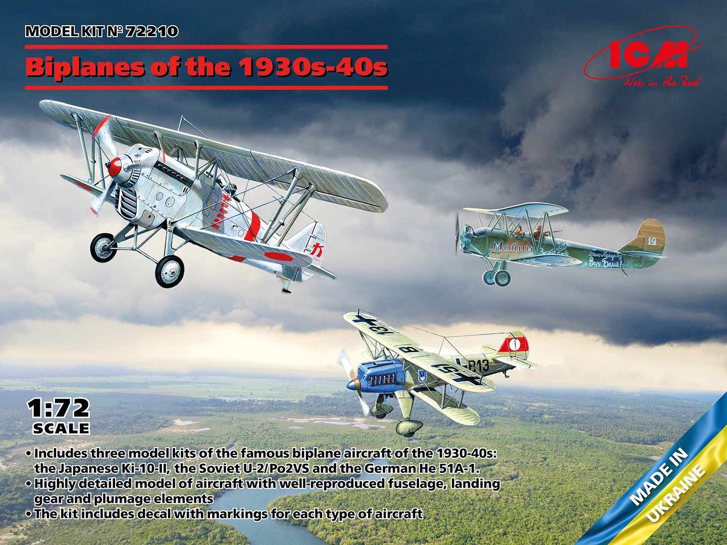 Biplanes of the 1930s and 1940s (Не-51A-1, Ki-10-II, U-2/Po-2VS)