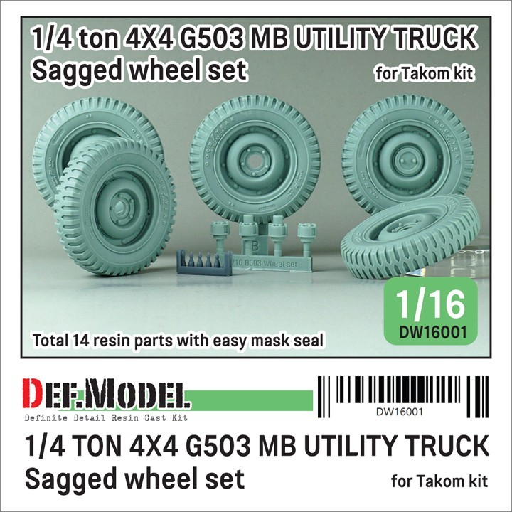 DW16001 WW2 US 1/4 ton G503 Utility Truck Wheel set