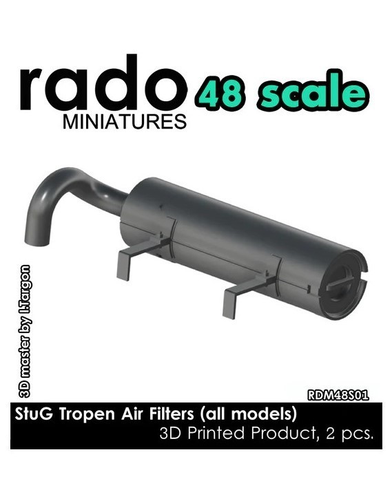 RDM48S01 StuG III Tropen Air Filters (all models), 3D printed product, 1/48 scale