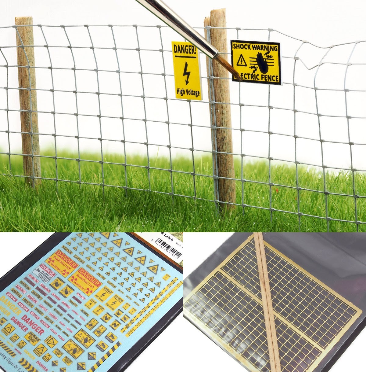 35101 Warning Signs & Labels 1:35 scale - waterslide decals with separated film + 35061 Meadow Fence A