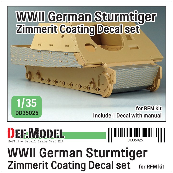 DD35025 WWII German Sturmtiger Zimmerit Coating Decal set