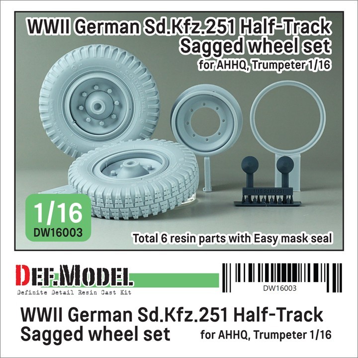 DW16003 WW2 GERMAN Sd.Kfz. 251 Half Track Sagged Front Wheel set