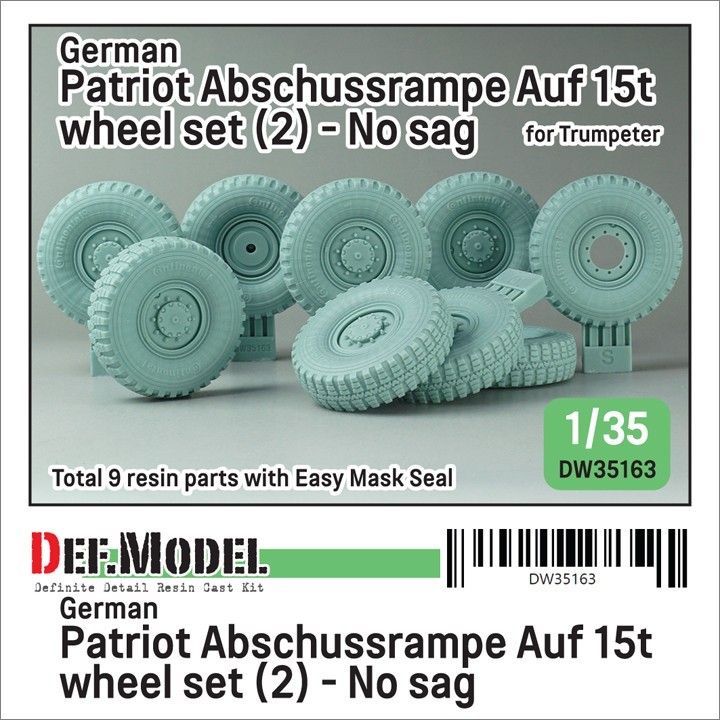 DW35163 German Patriot Abschussrampe Auf 15t wheel set (2) - No sag