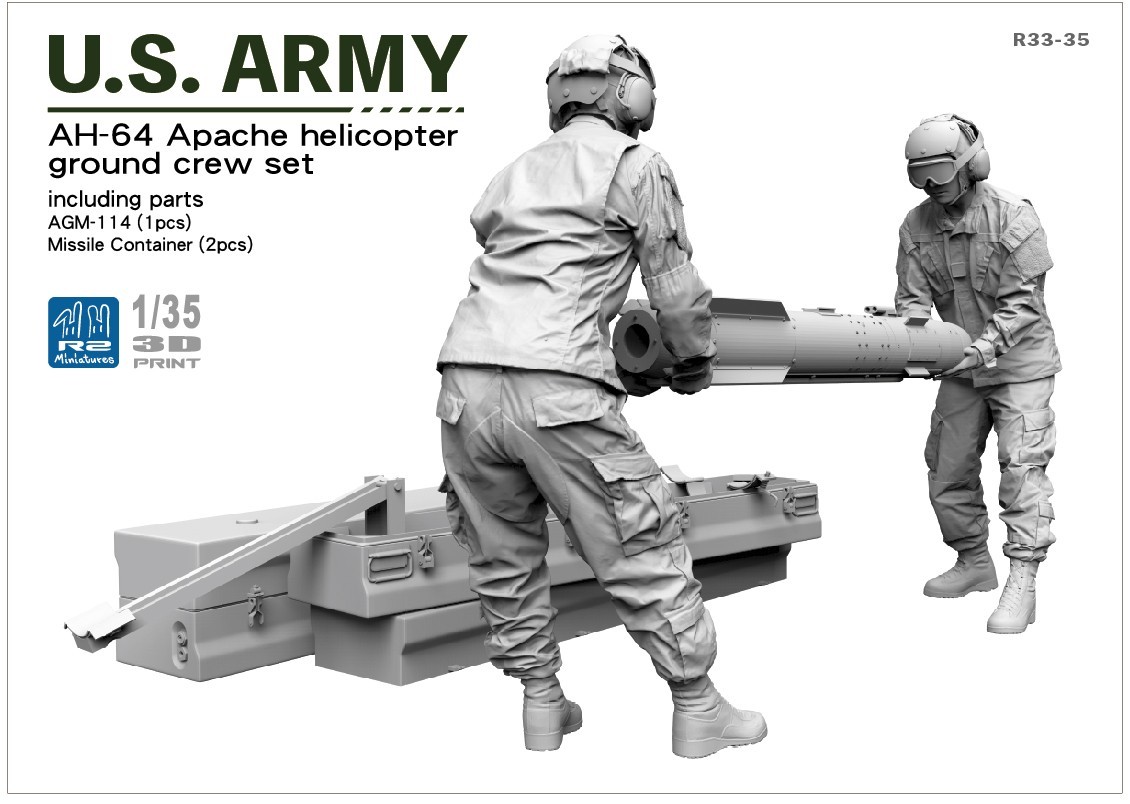 R33-35 AH-64 Apache ground crew set with AGM-114 Hellfire Missile