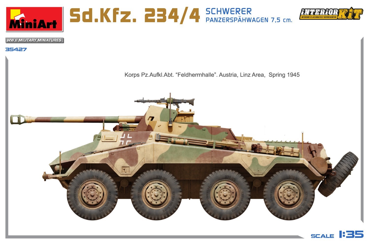 MiniArt 35427 Sd.Kfz. 234/4 Schwerer Panzerspahwagen 7,5 cm. Interior ...