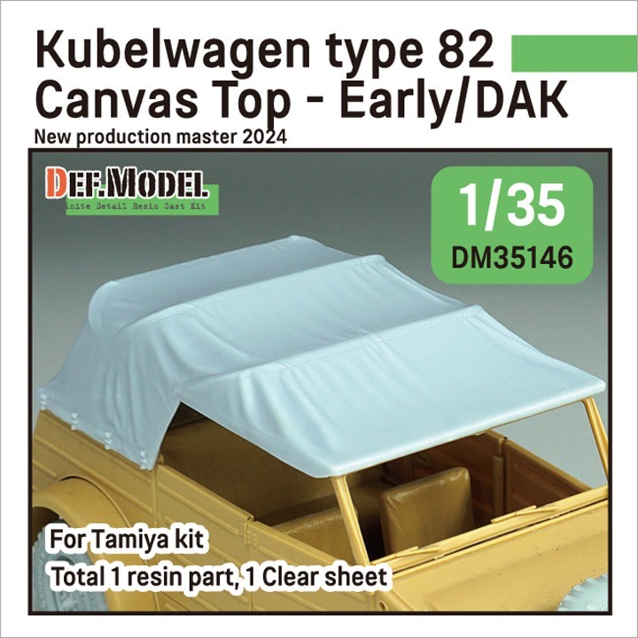 DM35146 Kubelwagen Type 82 Canvas Top - Early/DAK for Tamiya kit